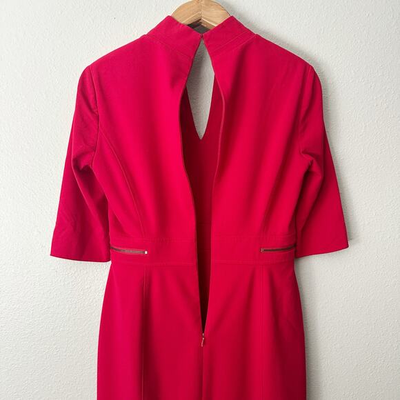 Tahari ASL Ponte Knit Red Mini Dress Zip Accent Women's Size 6 - Picture 9 of 14